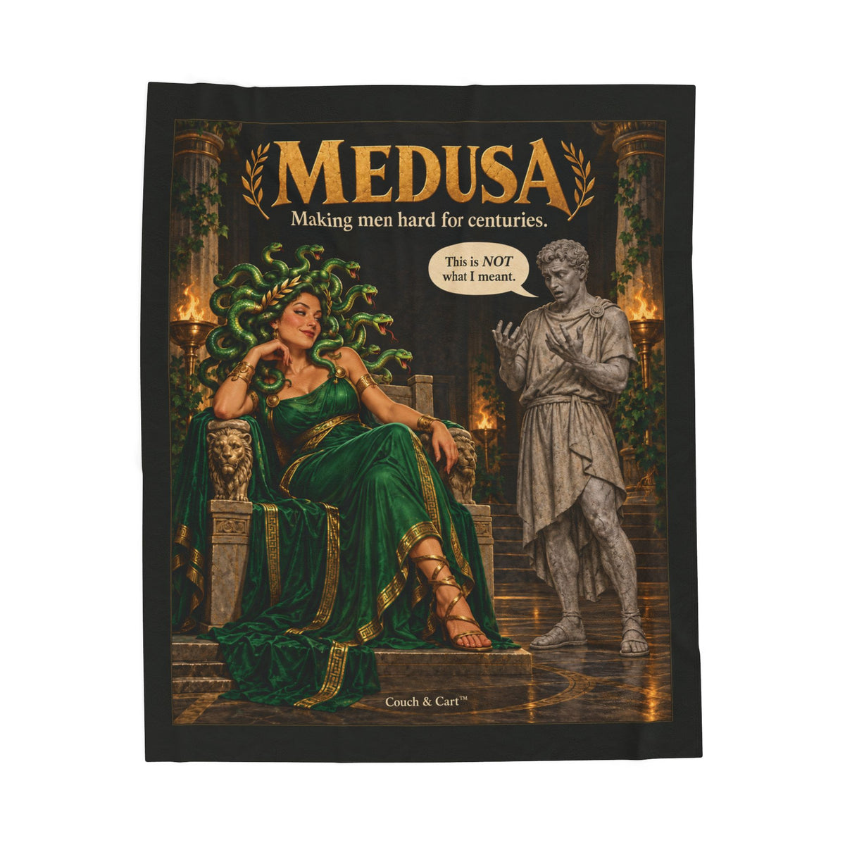 ADULT — Medusa “Making Men Hard for Centuries” Velveteen Plush Blanket | Couch & Cart™