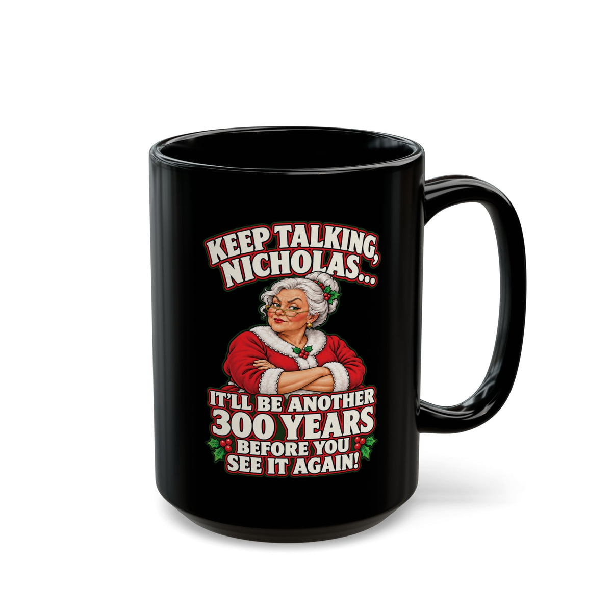 Santa and Mrs. Claus naughty Christmas black mug, funny adult holiday gift