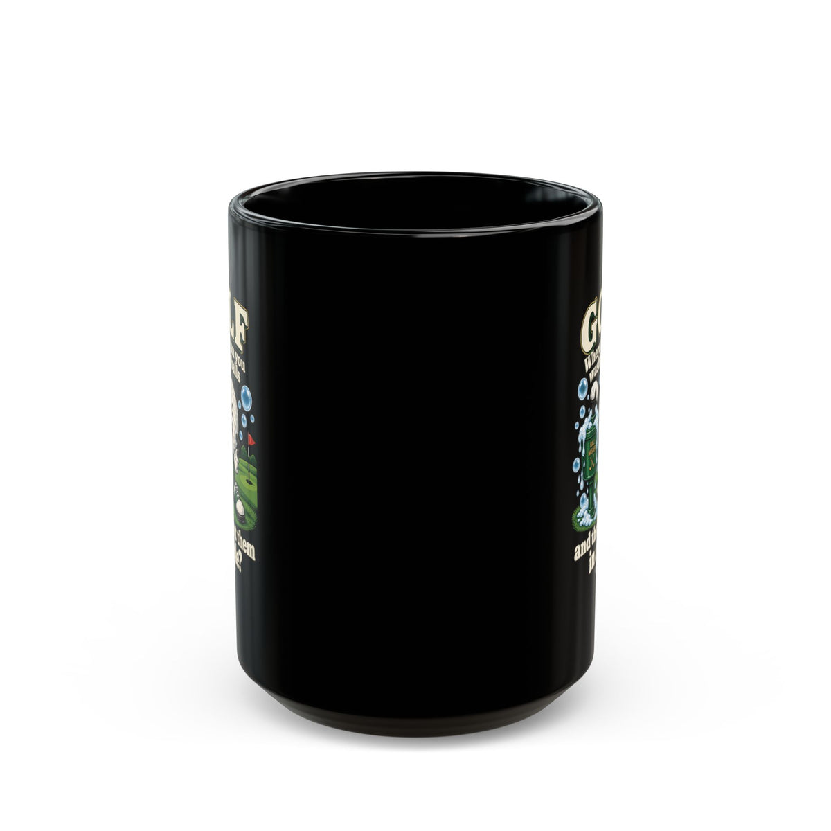 Adult Humor – Funny Golf Ball Washer Mug – Black Coffee Cup, 11 oz & 15 oz