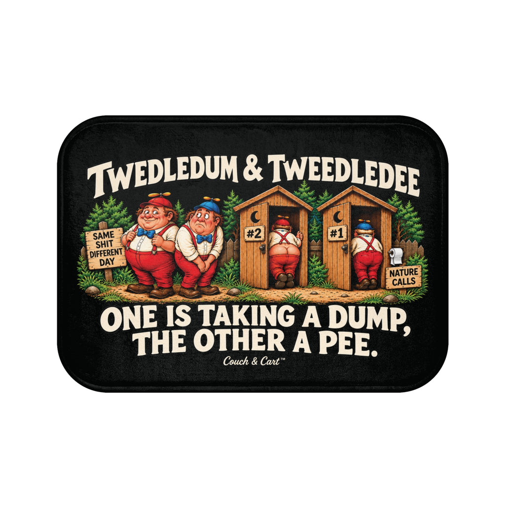 ADULT – Tweedledum & Tweedledee “Nature Calls” Bath mat | 24 × 17″