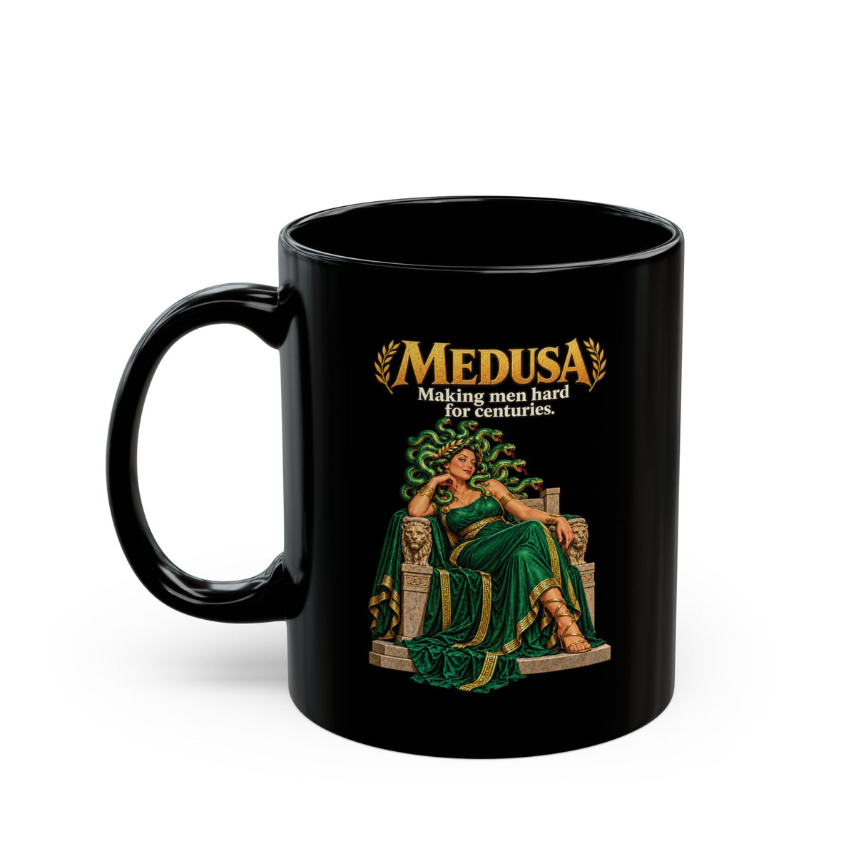 ADULT — Medusa “Making Men Hard for Centuries” Black Coffee Mug | Couch & Cart™