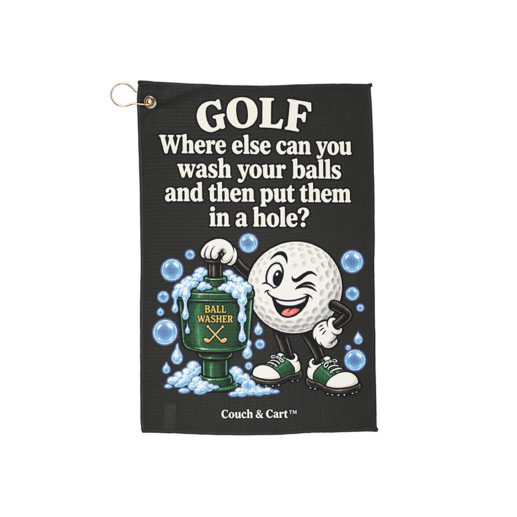 ADULT — Golf Ball Washer Funny Golf Towel, 16″ × 24″ | Couch & Cart™