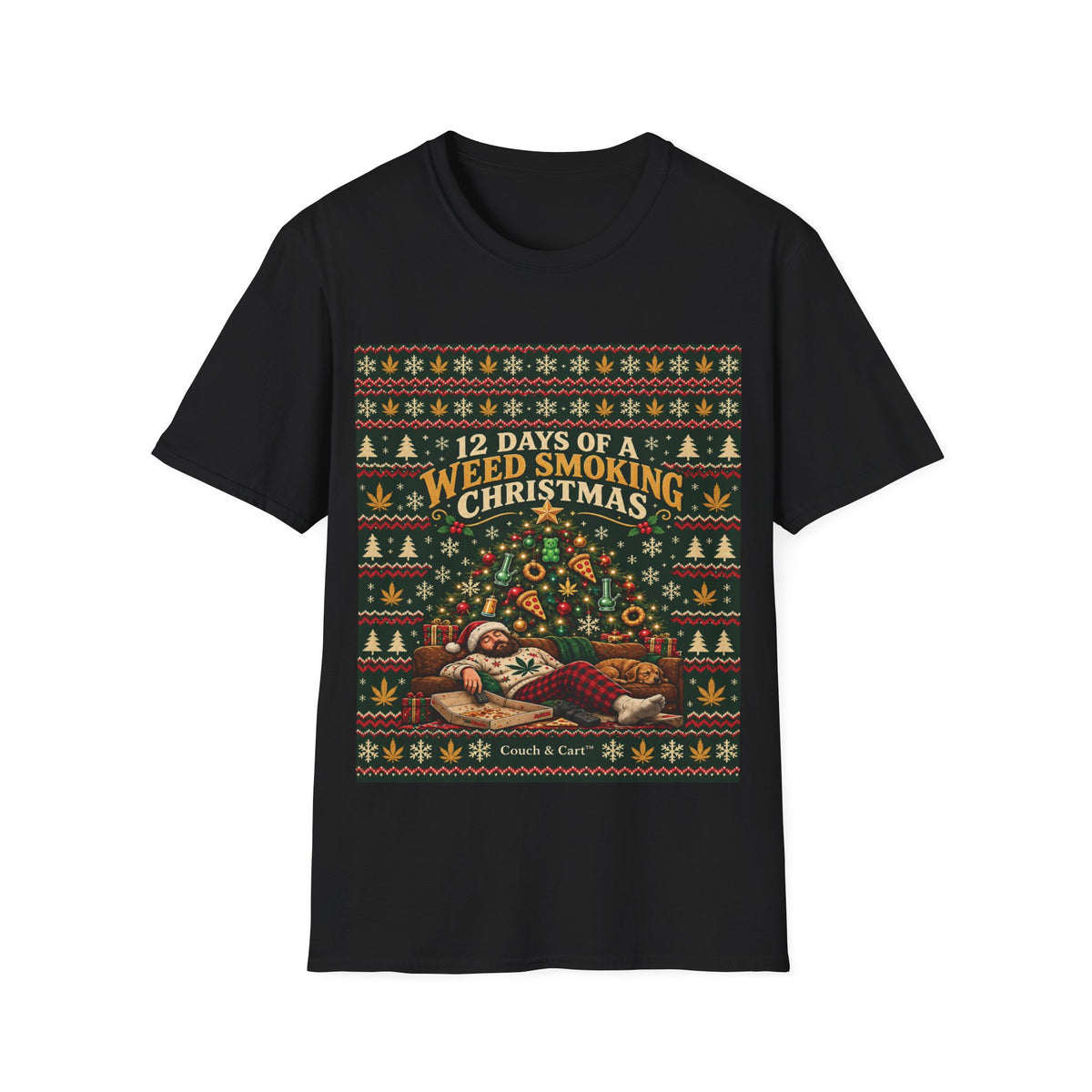ADULT — 12 Days of a Weed Smoking Christmas | Funny Christmas T-Shirt