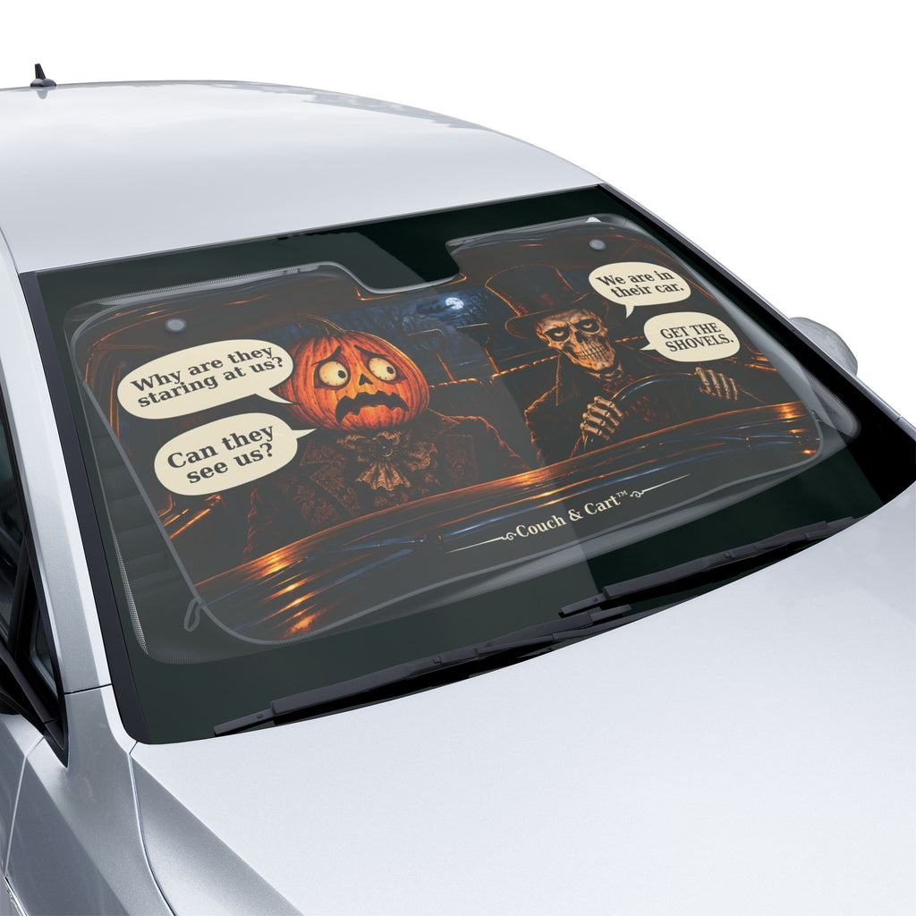 Get the Shovels! Halloween Car Sun Shade — Carver & Mortimer, 30″ × 55″