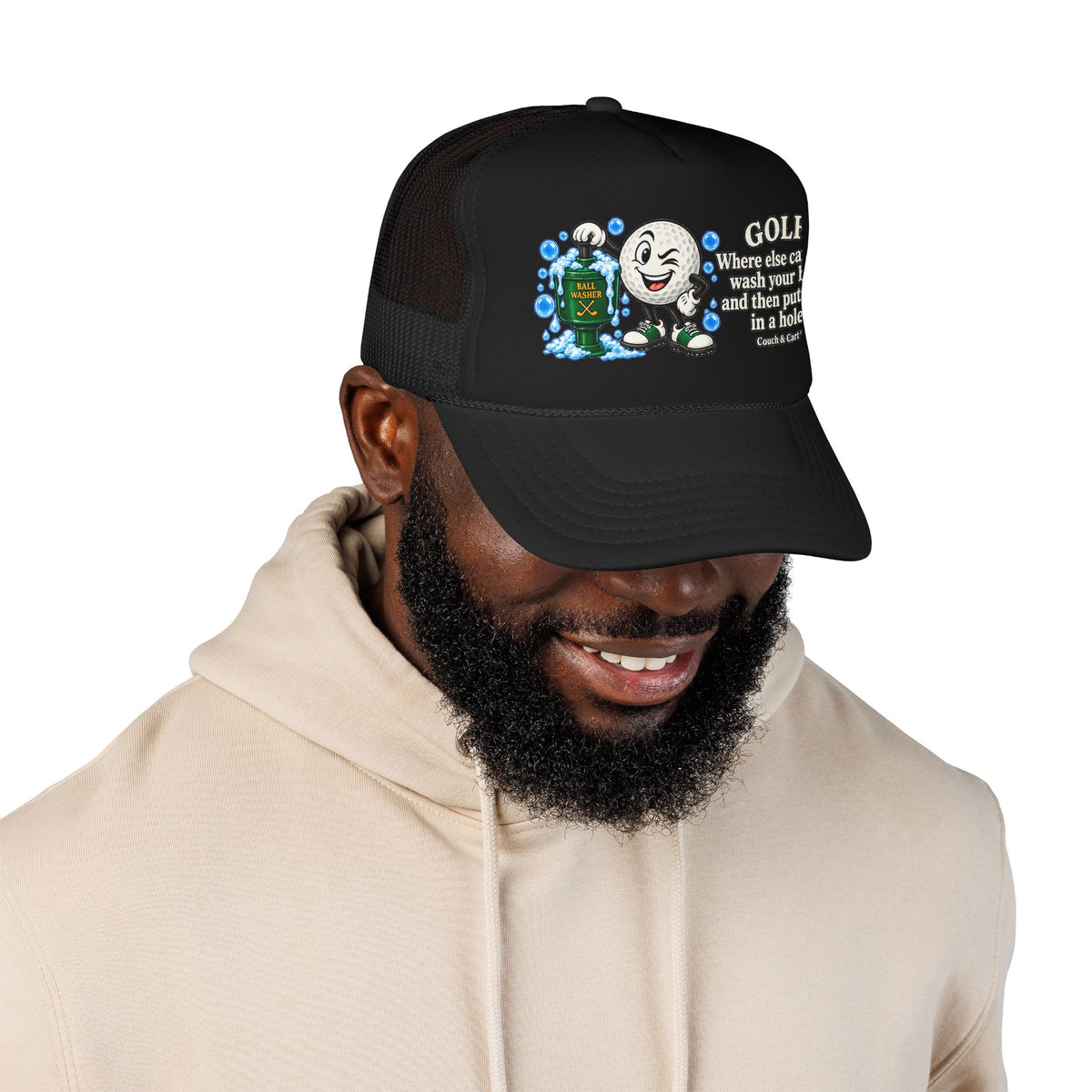 Adult Humor – Funny Golf Ball Washer Trucker Hat – Adjustable Golf Cap
