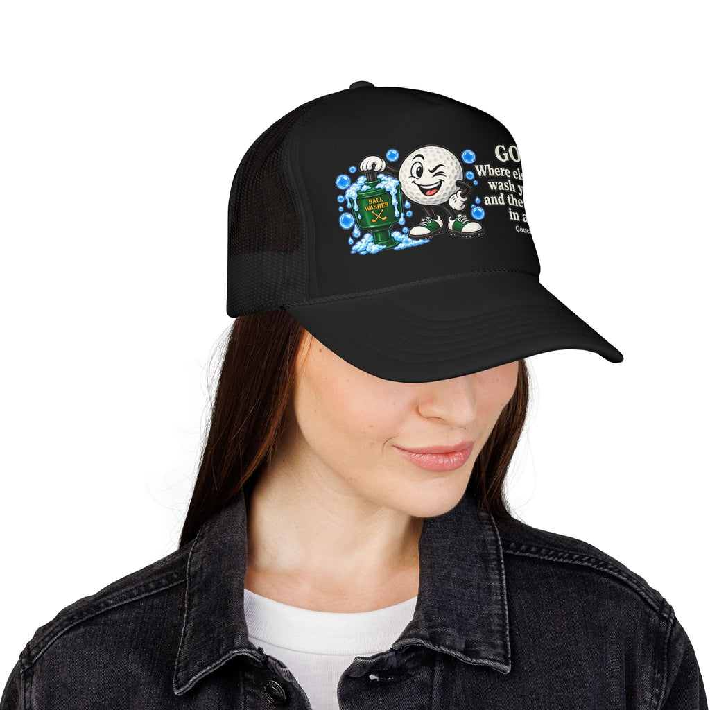 Adult Humor – Funny Golf Ball Washer Trucker Hat – Adjustable Golf Cap