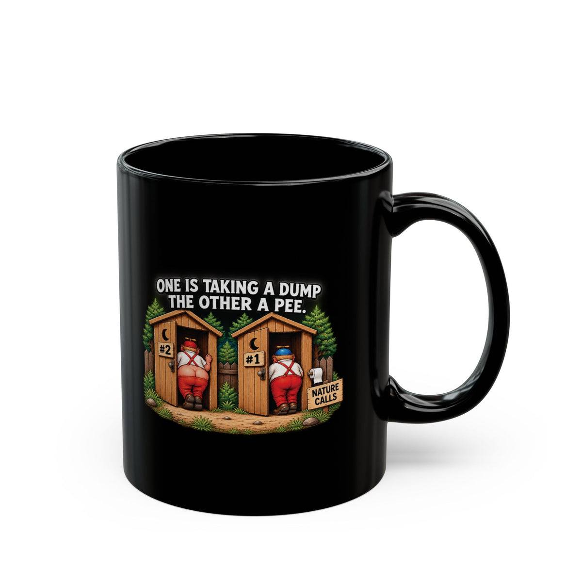 ADULT – Tweedledum & Tweedledee – Nature Calls Black Mug | 11 oz & 15 oz