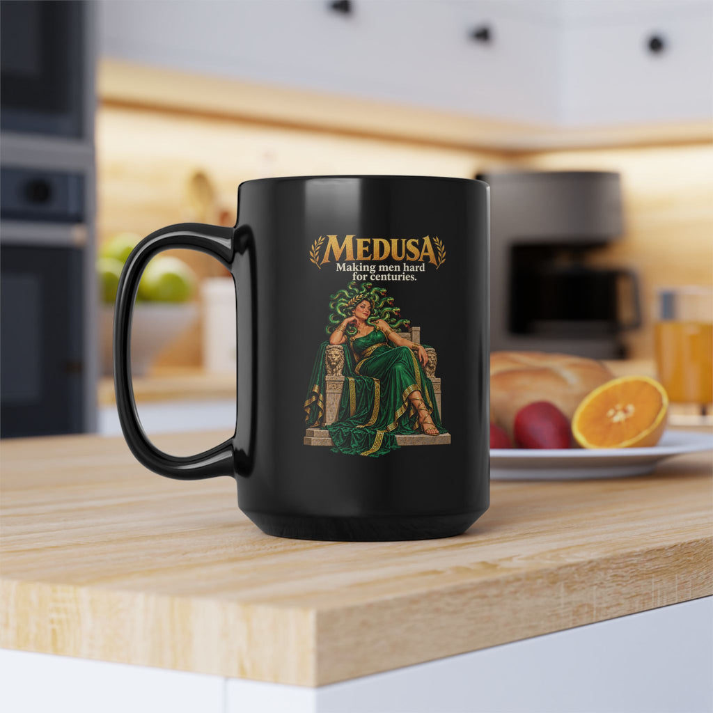 ADULT — Medusa “Making Men Hard for Centuries” Black Coffee Mug | Couch & Cart™