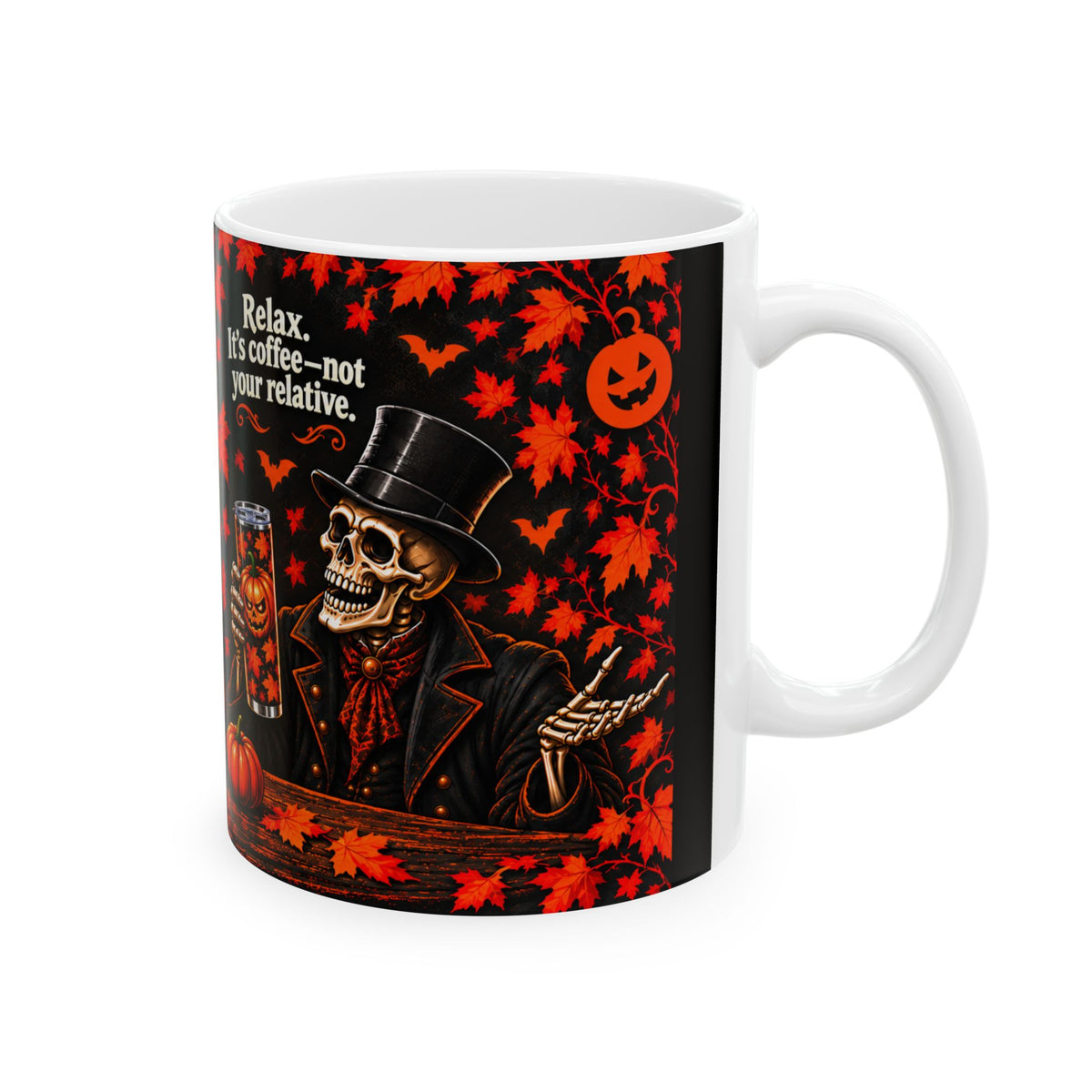 Lord Carver & Mortimer Flame Coffee Mug – Funny Pumpkin Spice Banter | 11oz & 15oz
