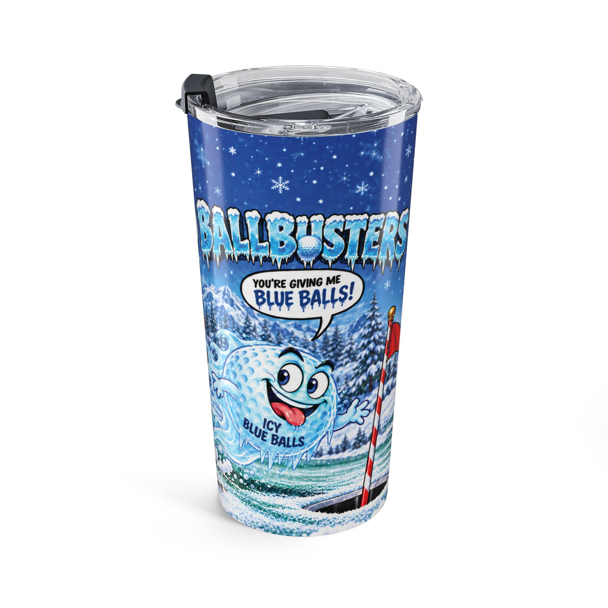 Ballbusters — Santa & Icy Blue Balls | Funny Christmas Golf Tumbler, 20oz