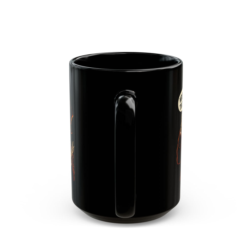 Mortimer Flame Funny Skeleton Mug – “Wrong Hole… That’s My Ear!” – Black, 11 oz & 15 oz