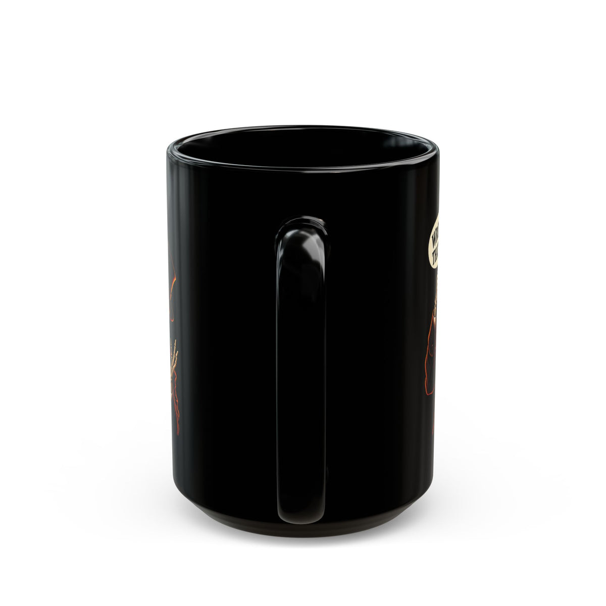 Mortimer Flame Funny Skeleton Mug – “Wrong Hole… That’s My Ear!” – Black, 11 oz & 15 oz