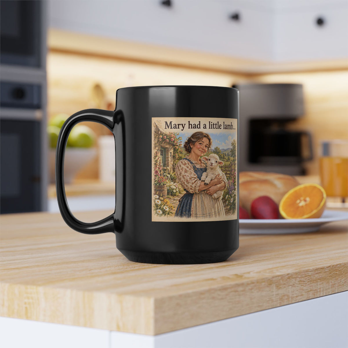 ADULT — Mary Had a Little Lamb | Funny Nursery Rhyme Black Mug | 11oz & 15oz
