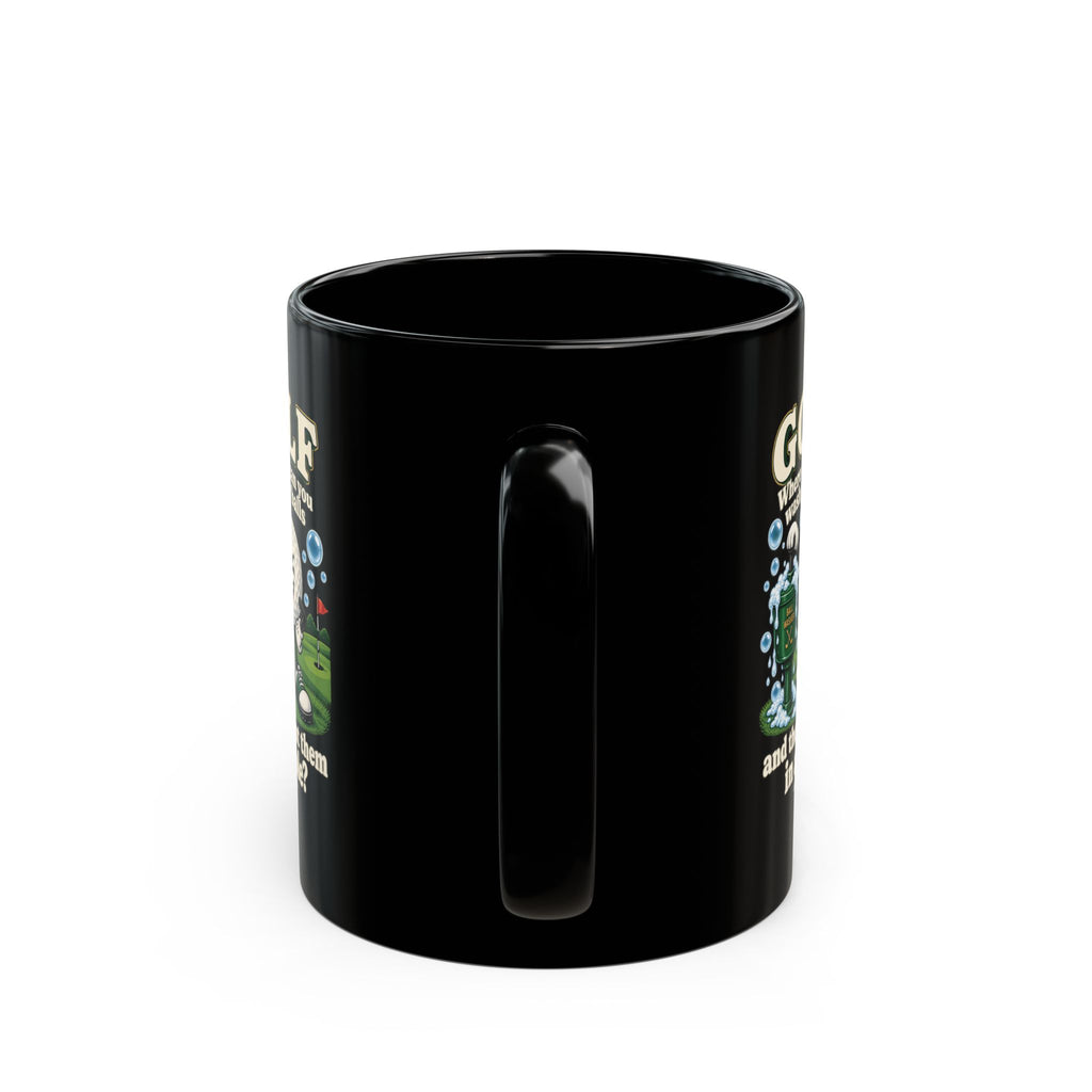 Adult Humor – Funny Golf Ball Washer Mug – Black Coffee Cup, 11 oz & 15 oz