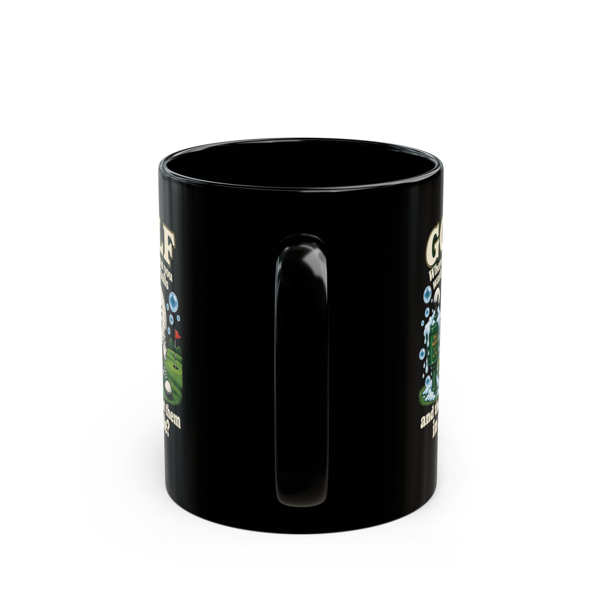 Adult Humor – Funny Golf Ball Washer Mug – Black Coffee Cup, 11 oz & 15 oz