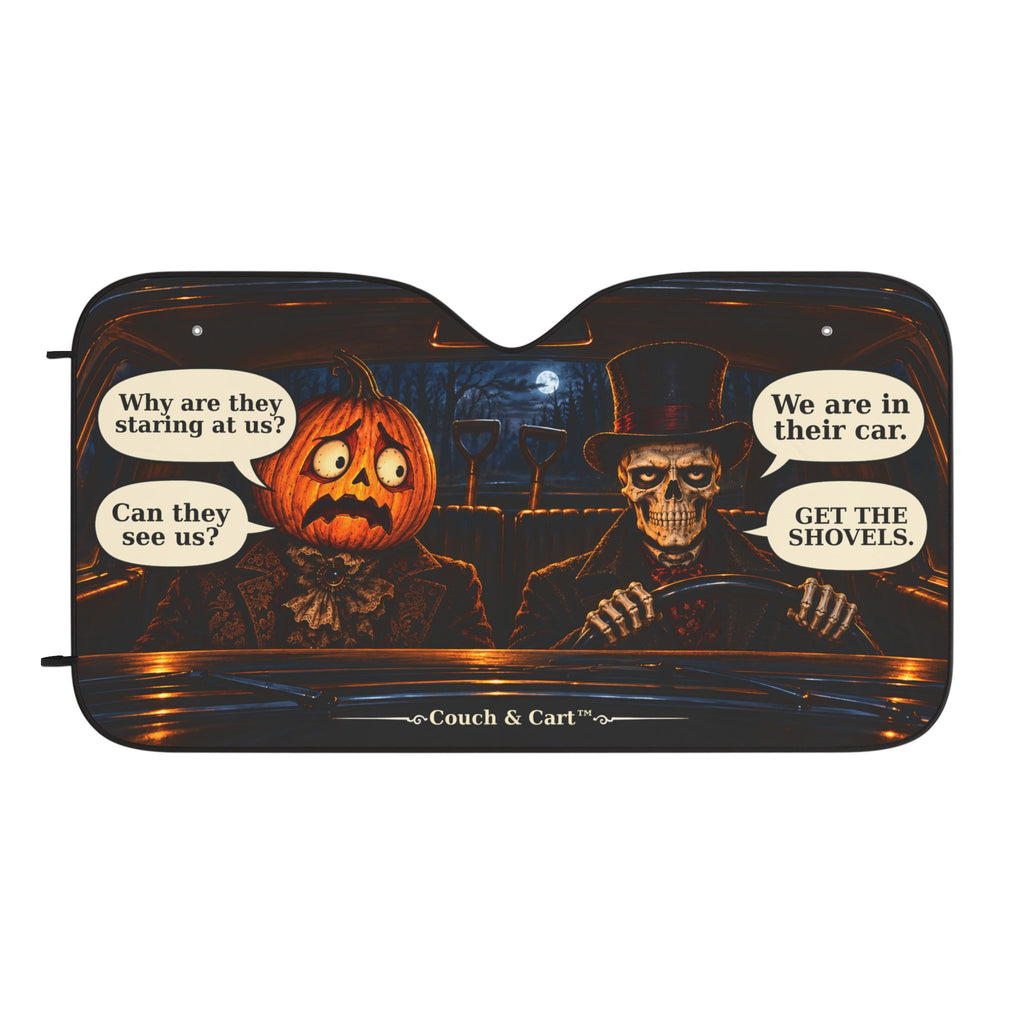 Get the Shovels! Halloween Car Sun Shade — Carver & Mortimer, 30″ × 55″