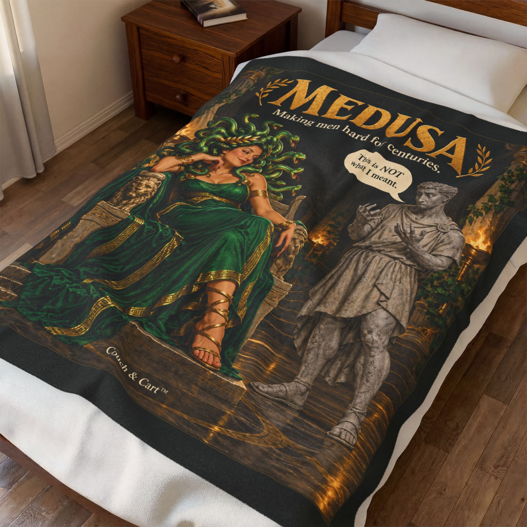 ADULT — Medusa “Making Men Hard for Centuries” Velveteen Plush Blanket | Couch & Cart™