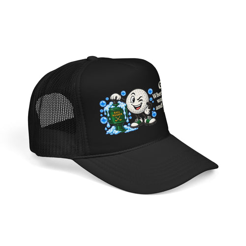 Adult Humor – Funny Golf Ball Washer Trucker Hat – Adjustable Golf Cap