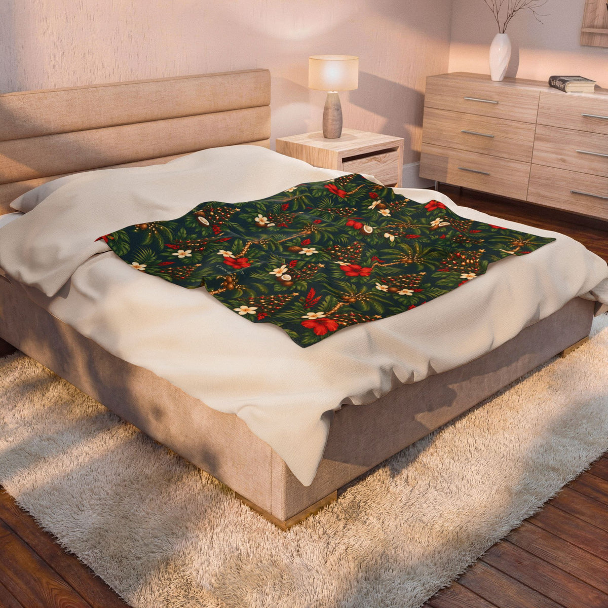 Couch and Cart tropical Christmas blanket 50 x 60