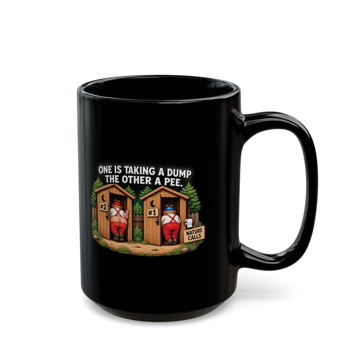 ADULT – Tweedledum & Tweedledee – Nature Calls Black Mug | 11 oz & 15 oz