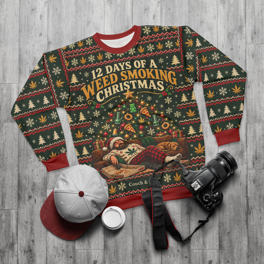 ADULT — 12 Days of a Weed Smoking Christmas | Ugly Christmas Sweatshirt