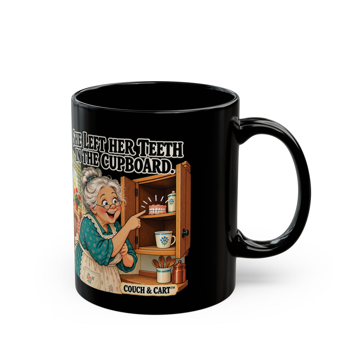 “She Left Her Teeth in the Cupboard” – Funny Nursery Rhyme Mug