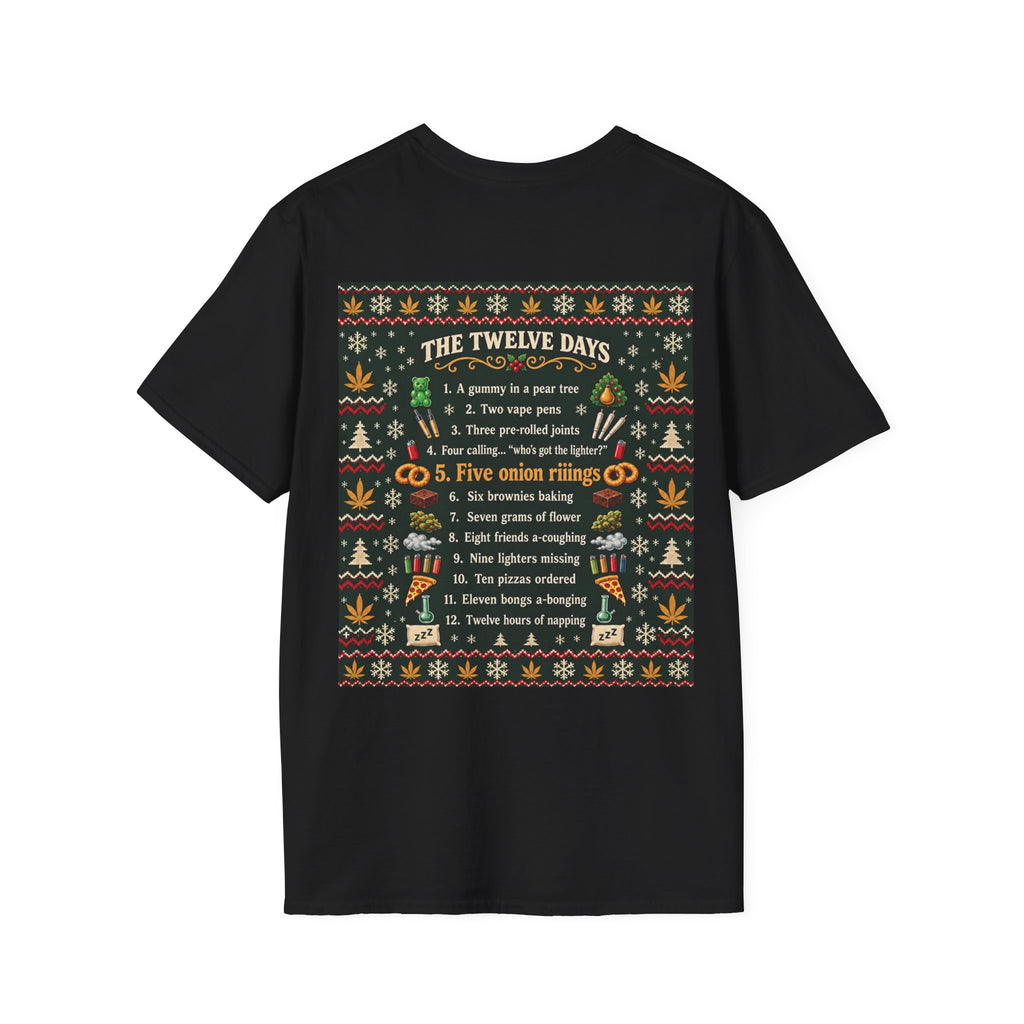 ADULT — 12 Days of a Weed Smoking Christmas | Funny Christmas T-Shirt