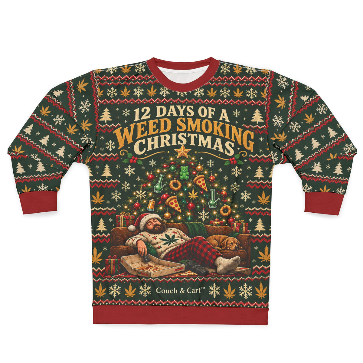ADULT — 12 Days of a Weed Smoking Christmas | Ugly Christmas Sweatshirt