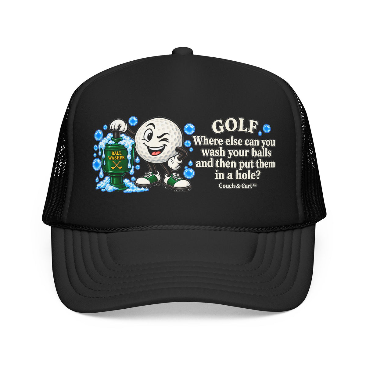 Adult Humor – Funny Golf Ball Washer Trucker Hat – Adjustable Golf Cap